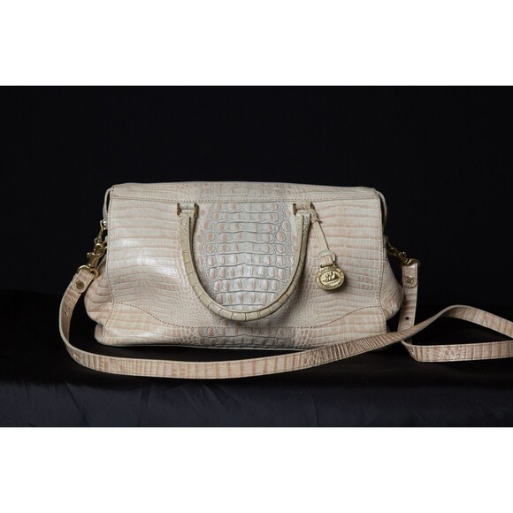 Brahmin Handbags - Brahmin Cream Tan Ivory Colored Faux Croc Handbag Purse